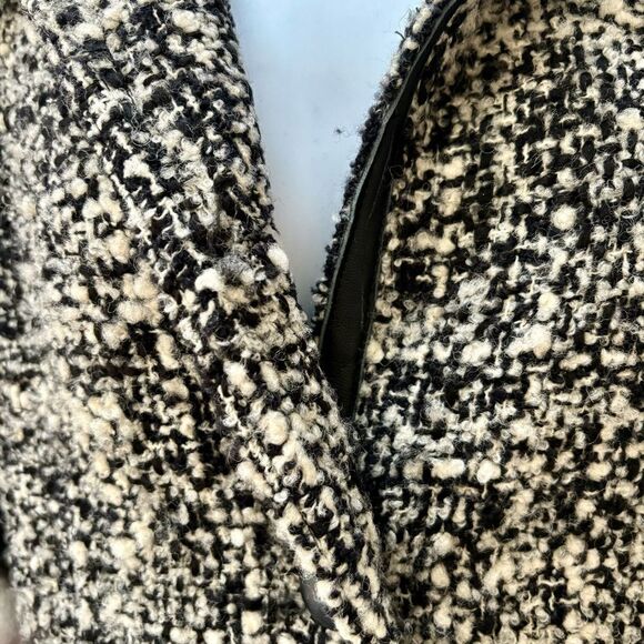 Arden B Luxe black and white tweed coat faux leather trim women’s size M - Picture 5 of 7